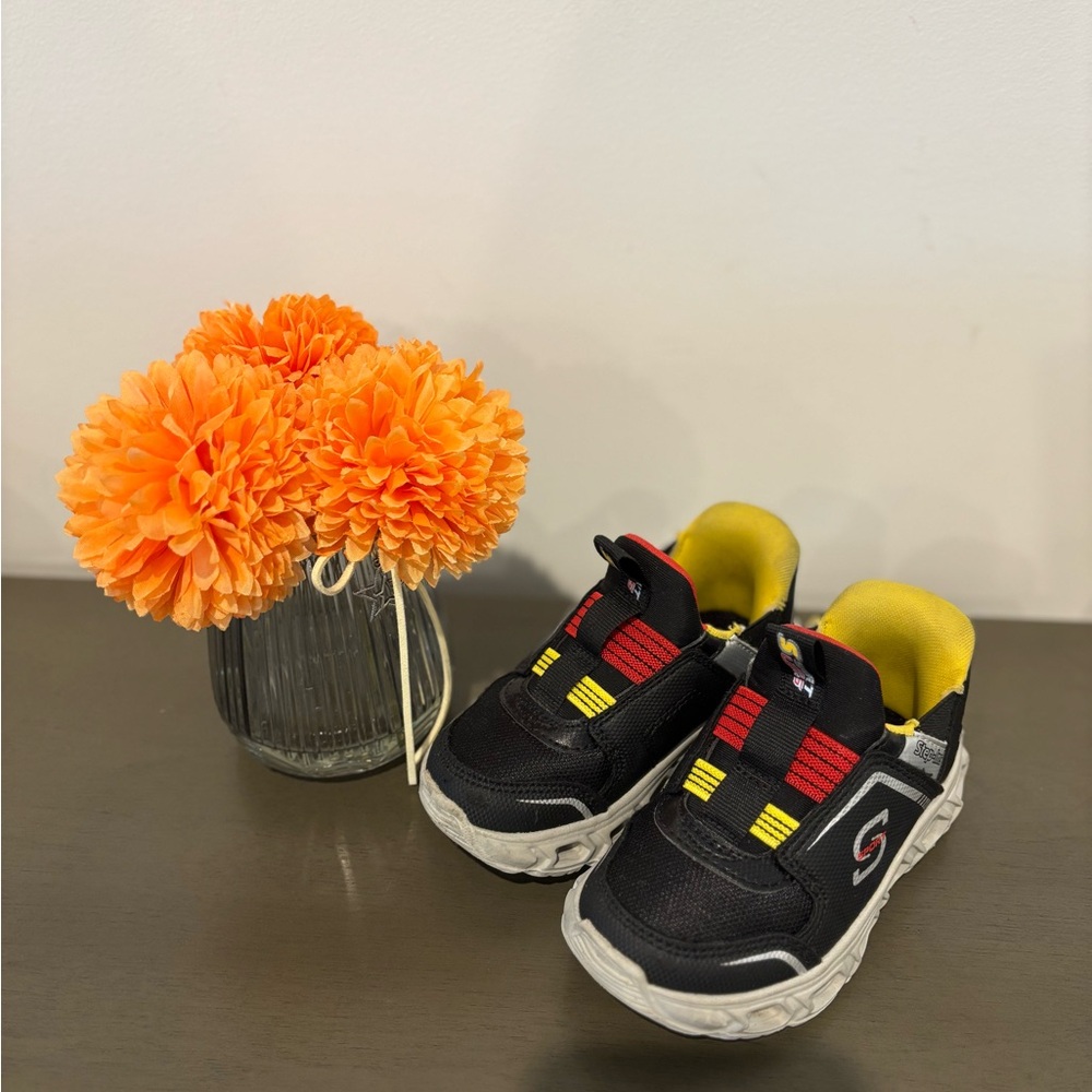 Skechers Kids Black and Yellow Sneakers